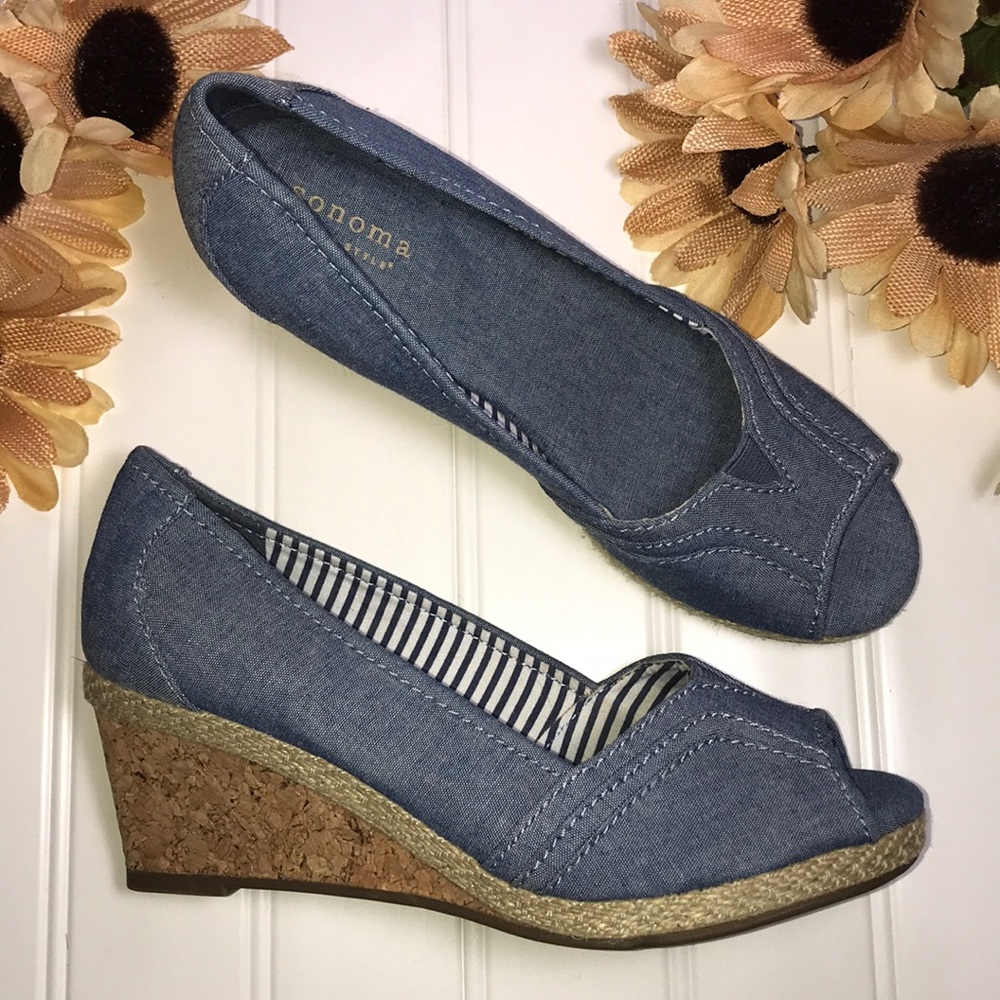 Sonoma - Chambray Espadrille Peeptoe Wedge